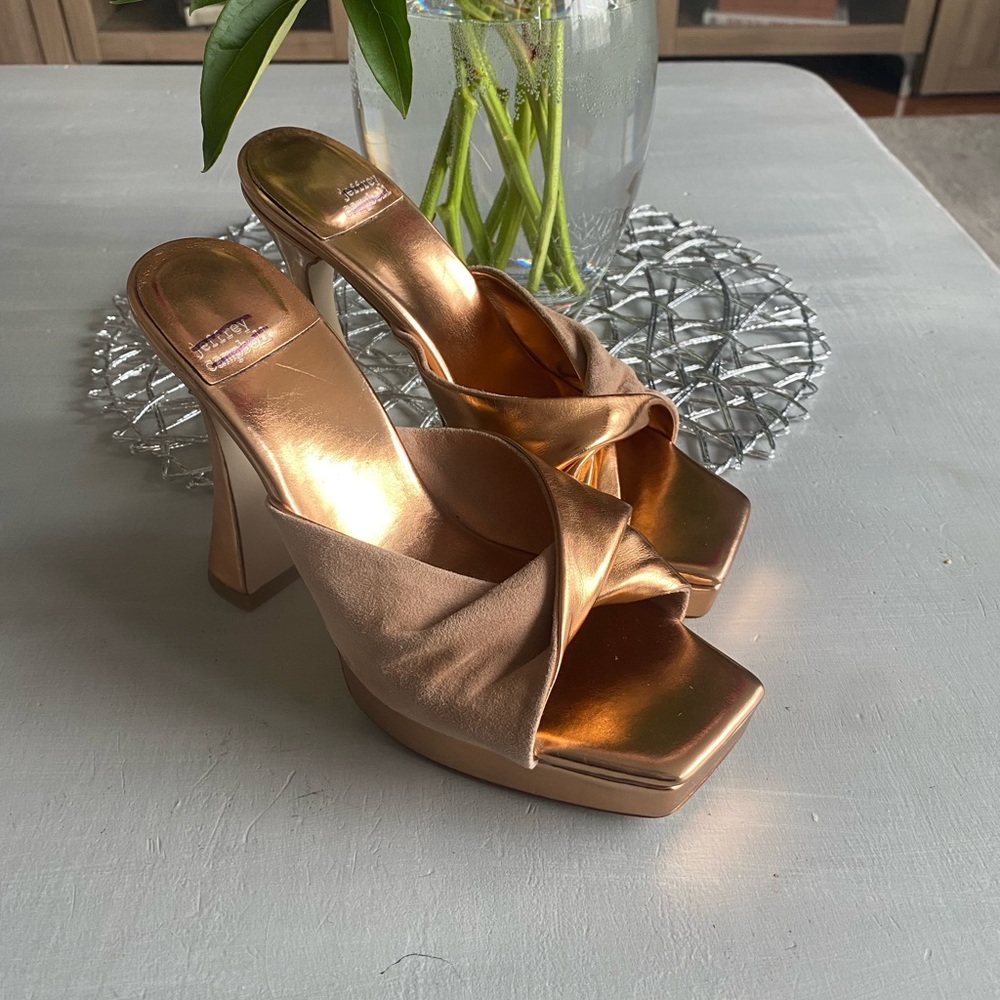 New Jeffrey Campbell Hollyweird in Rose Gold Natural Suede Size 8.5 - Picture 6 of 15